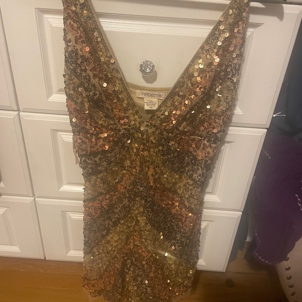 Multi colored gold sequins slip